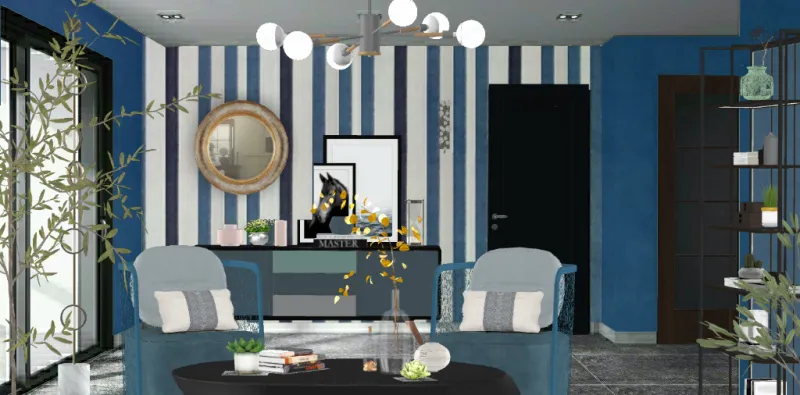Azul mar by Wanda E. Malavé Sánchez — a serene coastal living space with soft blue tones, natural wood, and ocean-inspired decor