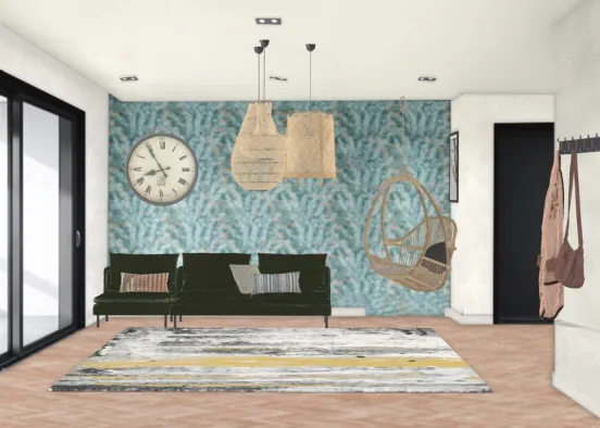 Boho living room Design Rendering