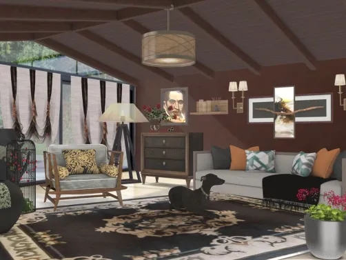 A dark living room