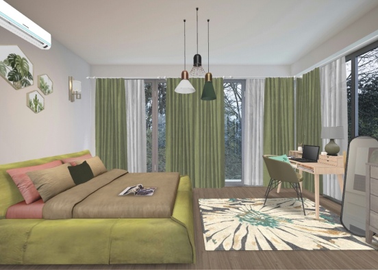 green bedroom Design Rendering