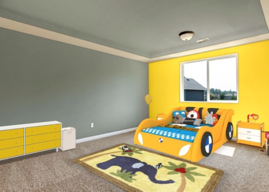 yellow little kids room Design Rendering