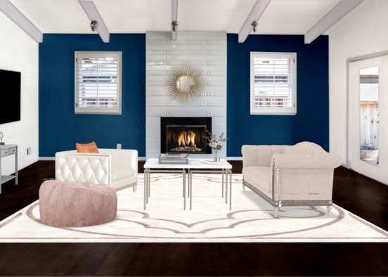 Glam Living Room Design Rendering