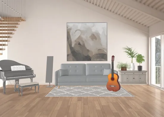 living room with instruments Design Rendering