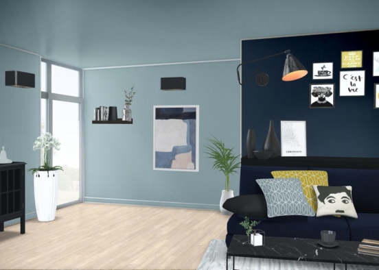buenas tardes🥰🥰 habitación salón, cinco colores / salon five colors 💙💛🖤🤍 Design Rendering