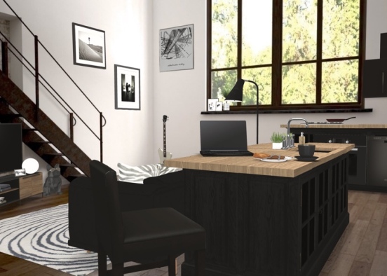 Loft 🖤🖤🖤🖤🖤🖤🖤 Me encanta el color negro. I love the color black😍😍 Design Rendering