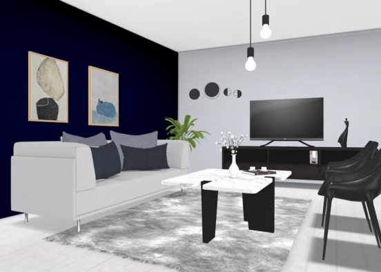 salón / living room 💙🤍🖤 Design Rendering