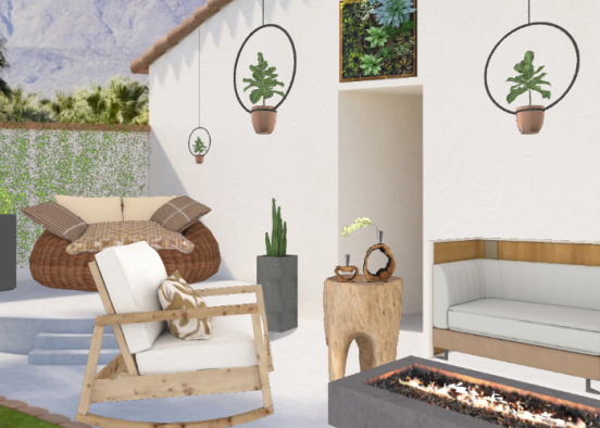 Rustic Spanish Style Outdoor Living Design Rendering