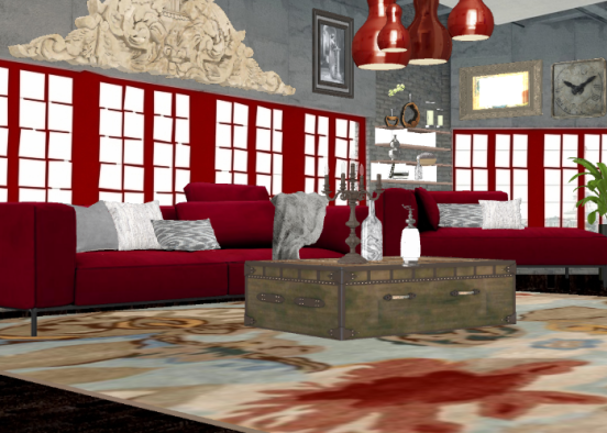 Elegantly red loft Design Rendering