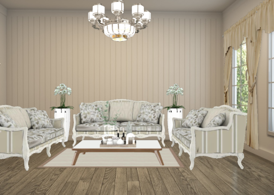 Gold living room Design Rendering
