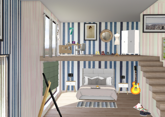 A teen room designed by a teen for a teen Design Rendering