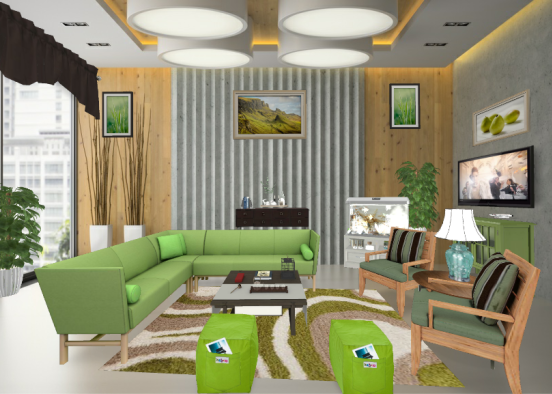 I'm not into green but I felt green is what this room calls for. Design Rendering