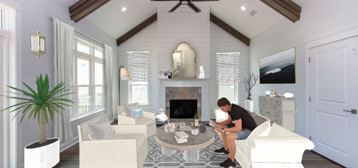 Coastal Living room Design Rendering
