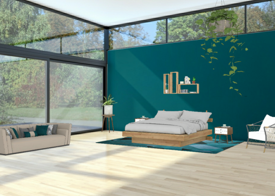 Chambre turquoise Design Rendering