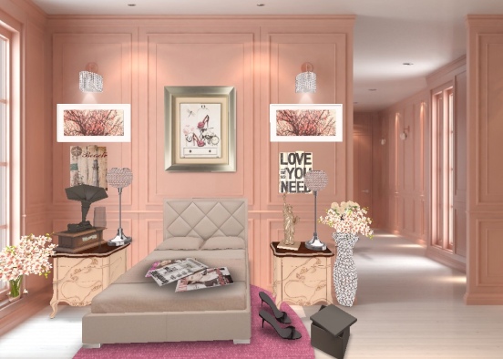 A Glam Bedroom For Her Design Rendering