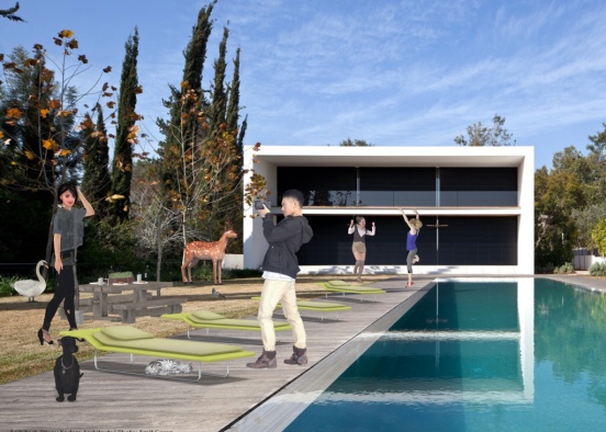 pool and backyard  Design Rendering