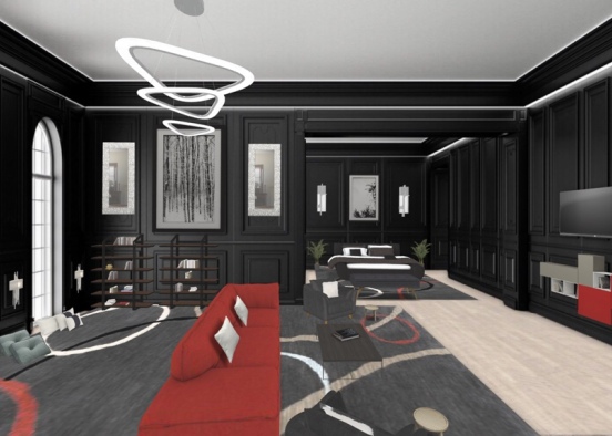 reading corner, living room and bedroom Design Rendering
