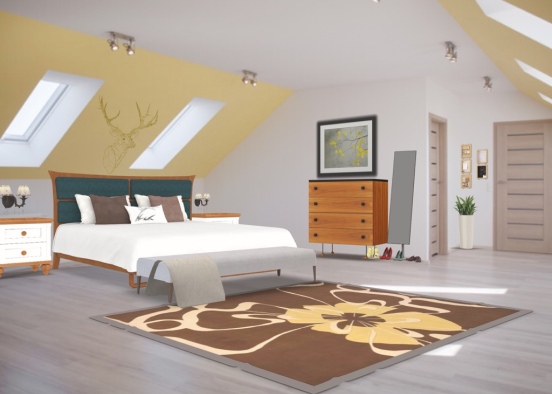 yellow walled bedroom  Design Rendering