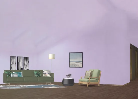 purple-green living room Design Rendering