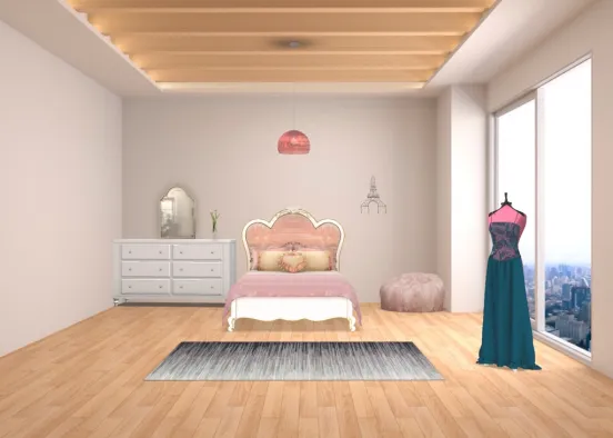 pink teen bedroom Design Rendering