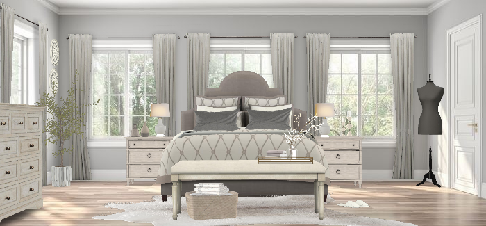 Soft and Elegant Guest Bedroom  Design Rendering