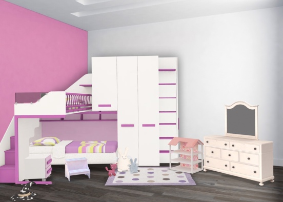 twin little girls room Design Rendering