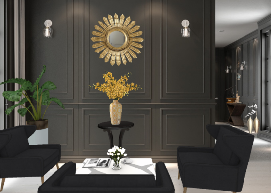 Minimal-Luxurious Lounge Area Design Rendering