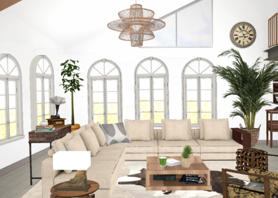 Bright and airy living room Design Rendering