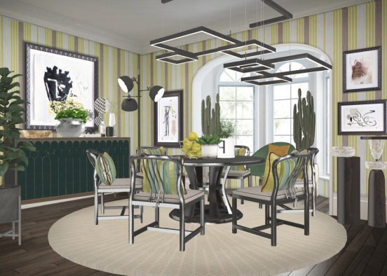 A Mid-Century Dining Experience  Design Rendering