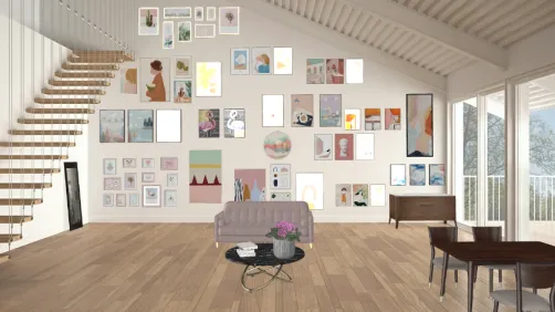Un salon rempli de tableau