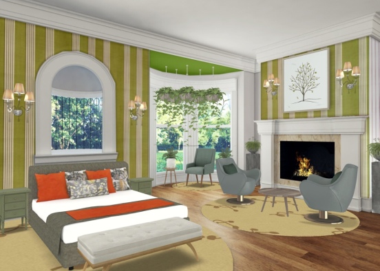 green bedroom  Design Rendering