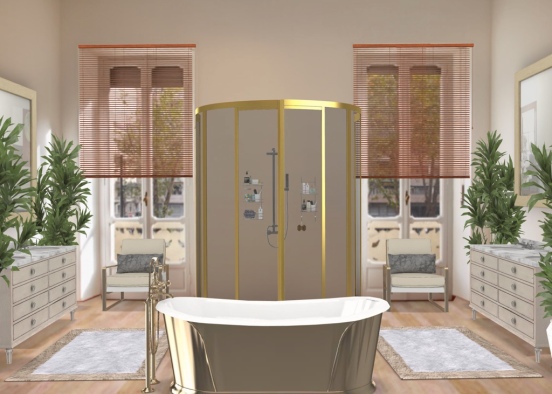 gold bathroom  Design Rendering