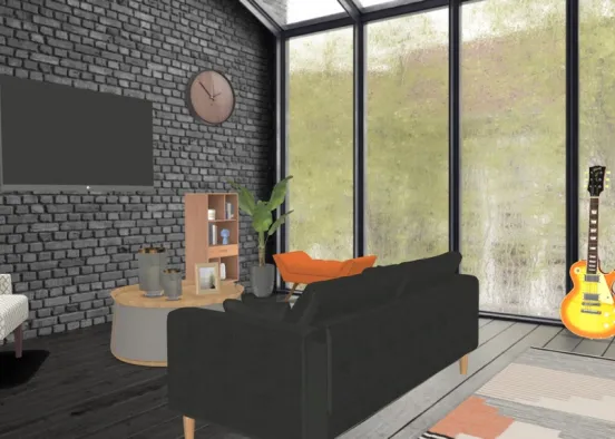 Industrial Living Room Design Rendering