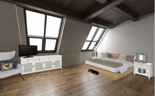 Tity cozy bedroom in the sky
