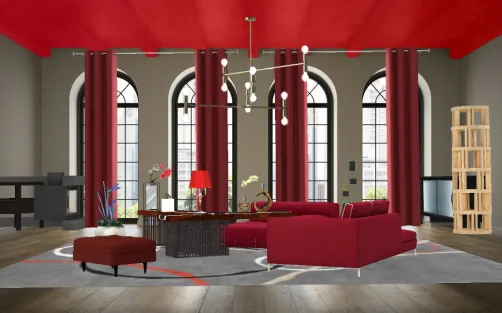 Salon rouge et gris