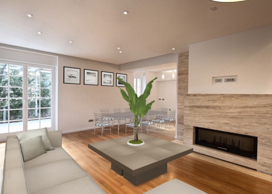 gray living room Design Rendering