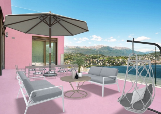 wight and pink balcony Design Rendering