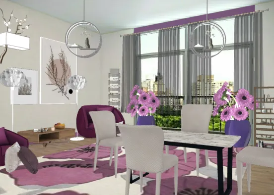 Beautiful home/ nice lavender preliving dinning room set easy and ready for spring!!!! Hope you love it and saty tuned for me designs😘🌹🏵💐🌺 Design Rendering