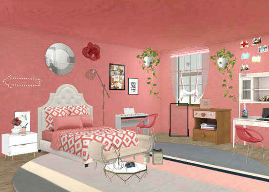 Cute blush themed bedroom!! Design Rendering