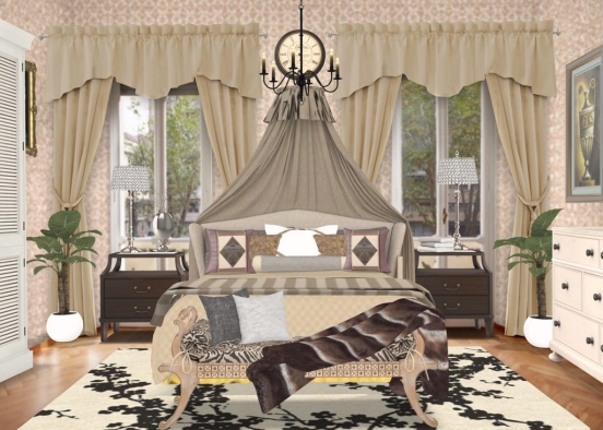 Antique Luxury Bedroom Design Rendering
