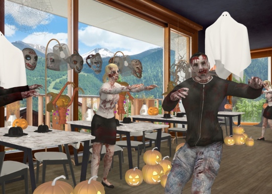 Zombie-and-Ghost-Infested Coffee Cabin Café Design Rendering