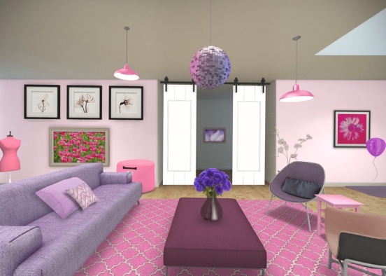 Pink and purple room Design Rendering