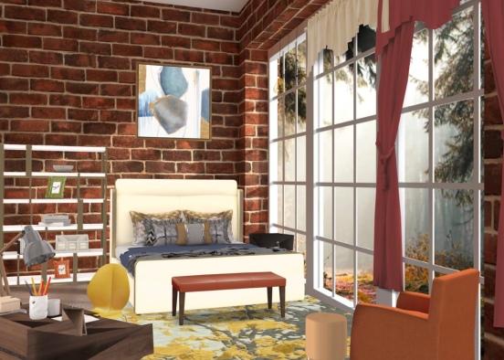 cozy bedroom in Scottish cottage Design Rendering