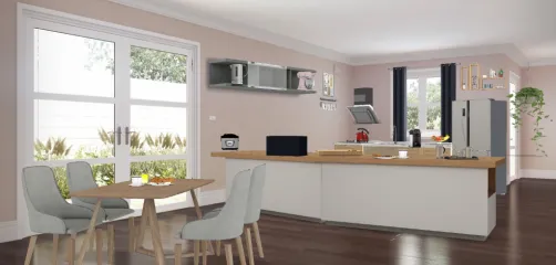 Cozinha  simples e colorida