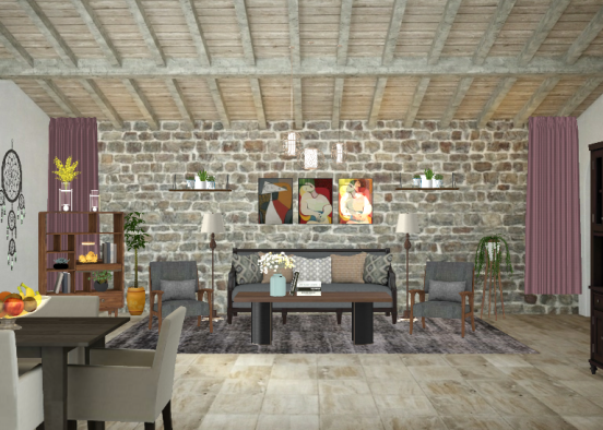 Rustic Livingroom Design Rendering