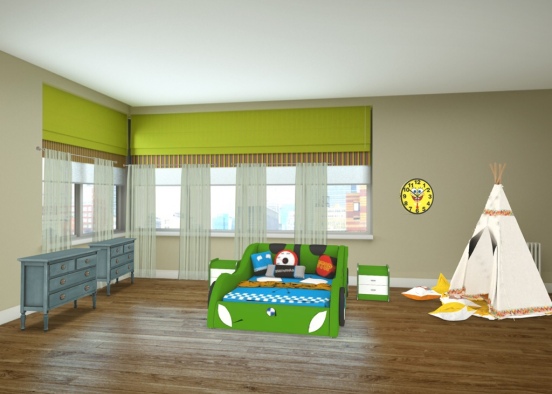 green kids for boysgirls bedroom Design Rendering