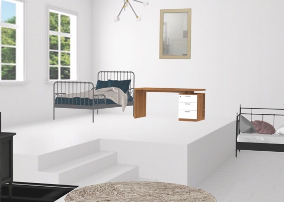 bed room the capet and dresser is gliched Design Rendering