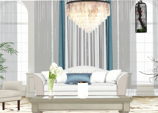 Simple light color living room Design Rendering