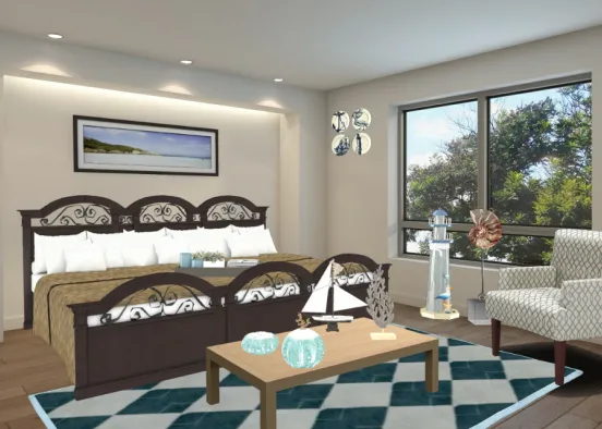beach house master bedroom Design Rendering
