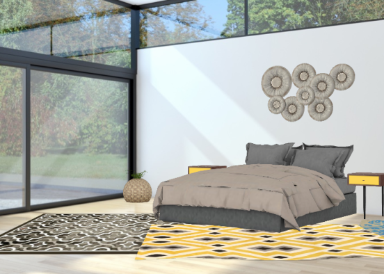 Chambre jaune et gris  Design Rendering