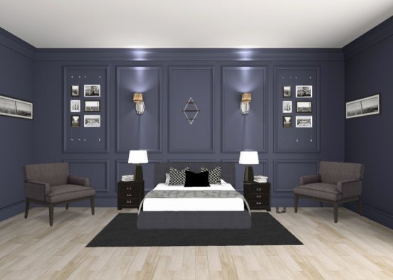 Modern glam bedroom adults semetry Design Rendering